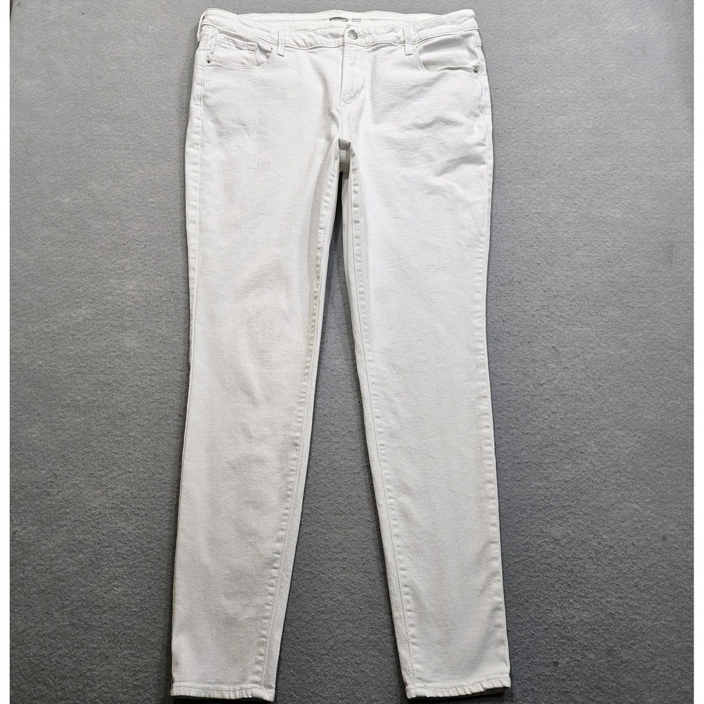 Old Navy Womens Jeans Rockstar Super Skinny Jeggings 16 Long White Denim 37x32